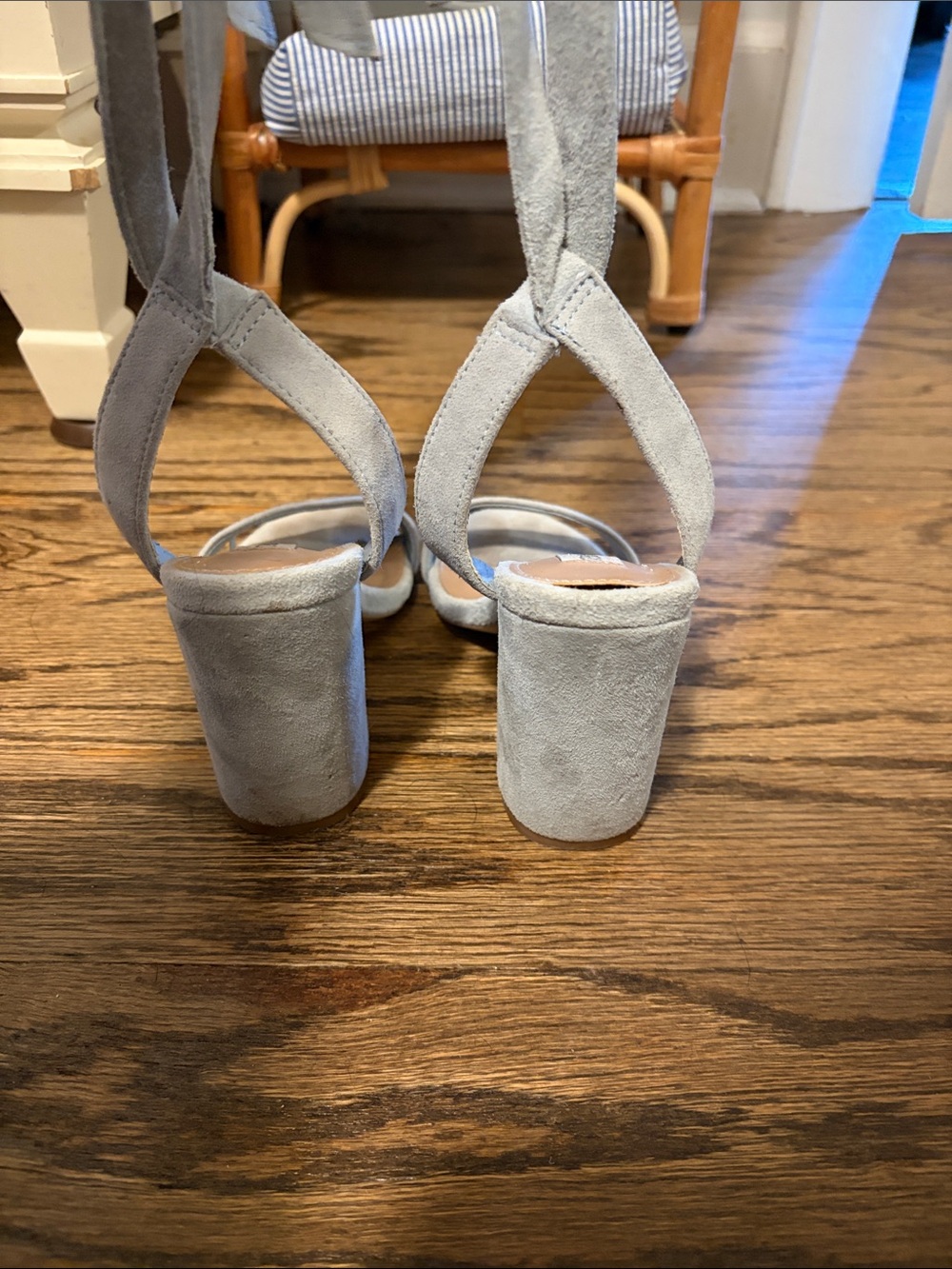 Steve Madden Light Blue Suede Ankle-Tie Heels - Picture 2 of 3